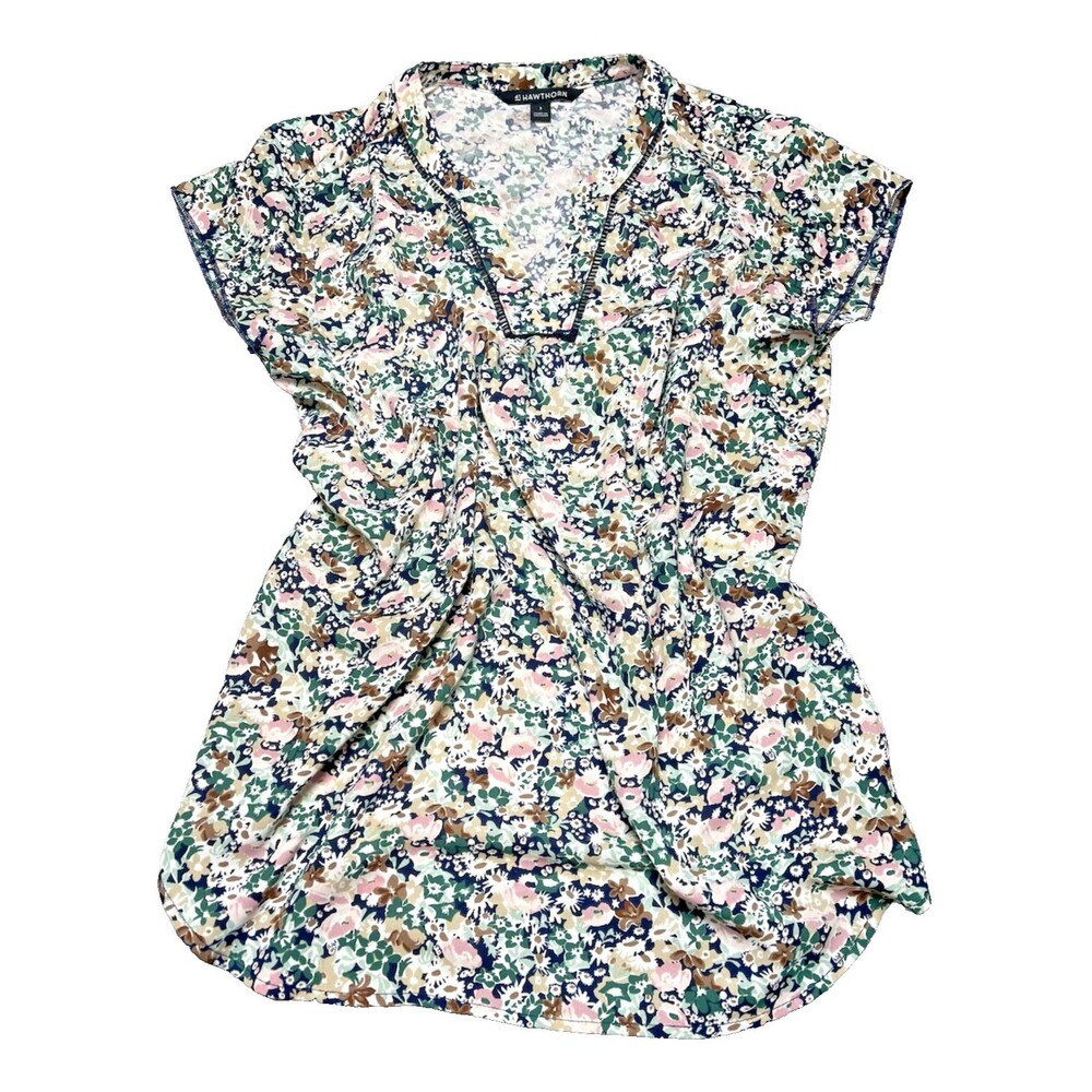 41 Hawthorne Women’s Cottage Floral Whimsycore v neck Top, Sz Sm festival summer